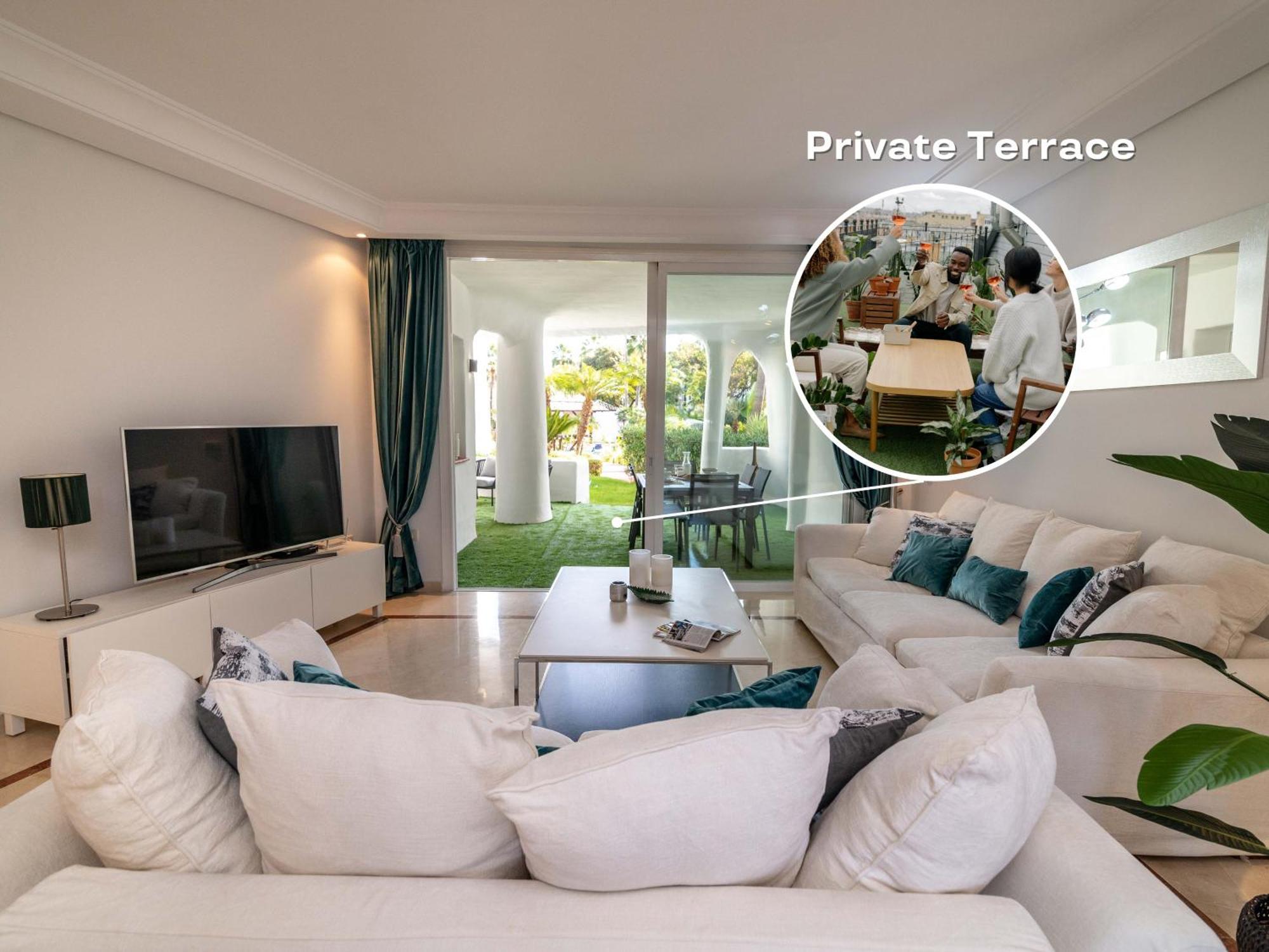 Apartment Vacation I Jardines De Ventura Del Mar, Walk To Puerto Banus Marina, A Minute From The Beach, Groundfloor, Family Friendly And Pool